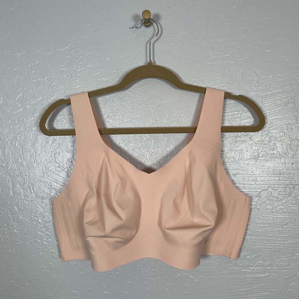 Honeylove Women 1X Pink V Neck Bra Wireless Soft Cups Wide Straps LWBR0102